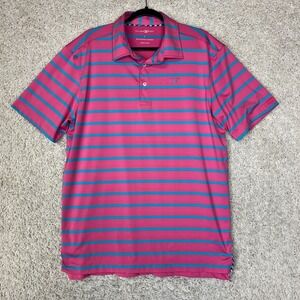 Bald Head Blues Polo Shirt Mens Large Pink Striped Performance Stretch Golf